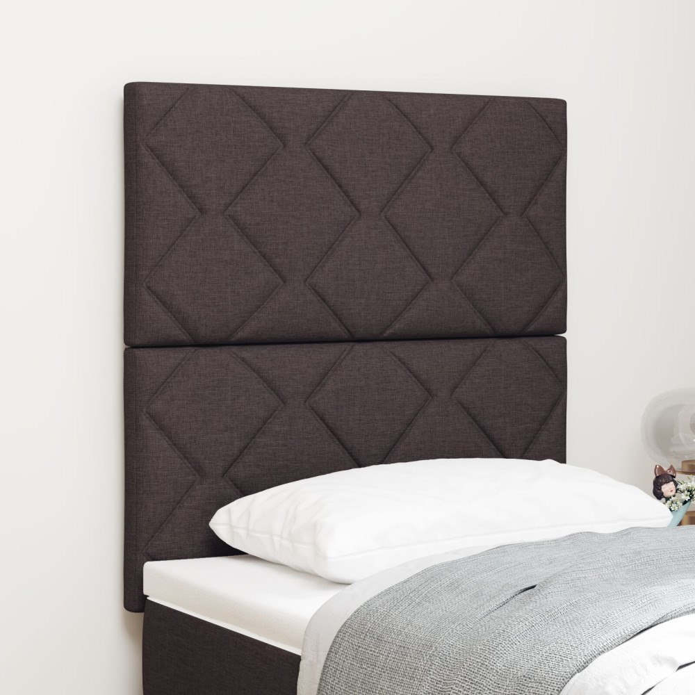 vidaXL Sänggavel Diamantblock Design Mörkbrun 80 cm Tyg, vidaXL Sänggavel Diamantblock Design Mörkbrun 160 cm Tyg