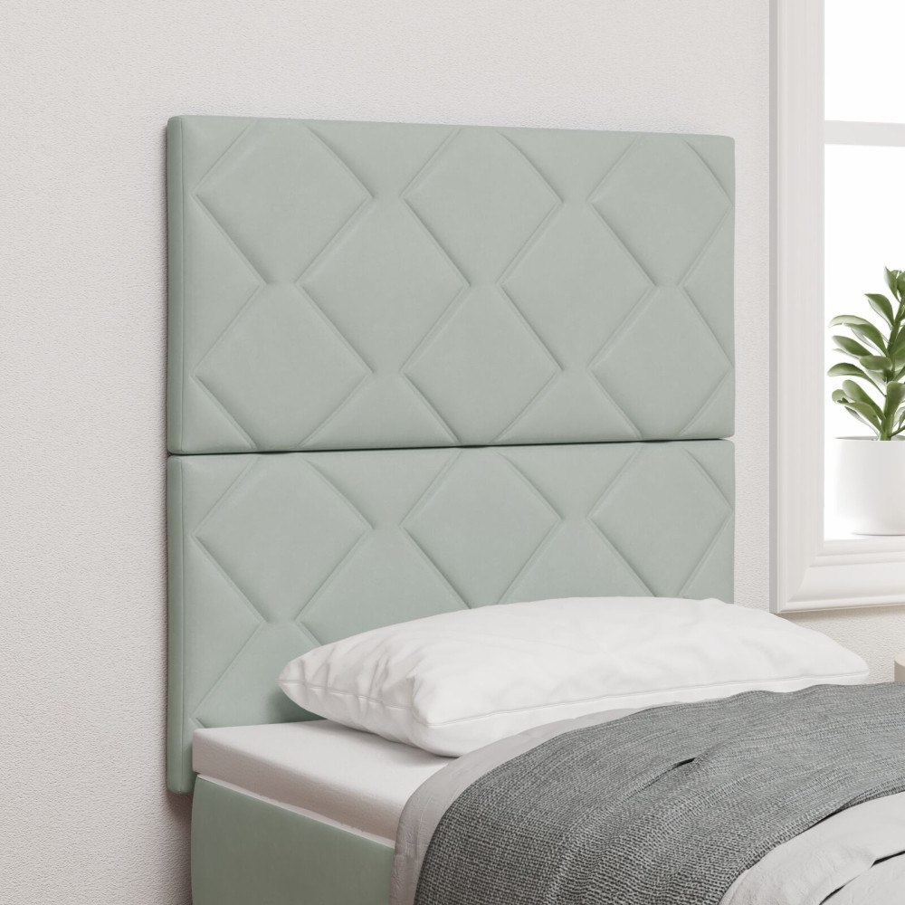 vidaXL Sänggavel Diamantblock Design Ljusgrå 80 cm Sammet, vidaXL Sänggavel Diamantblock Design Ljusgrå 160 cm Sammet