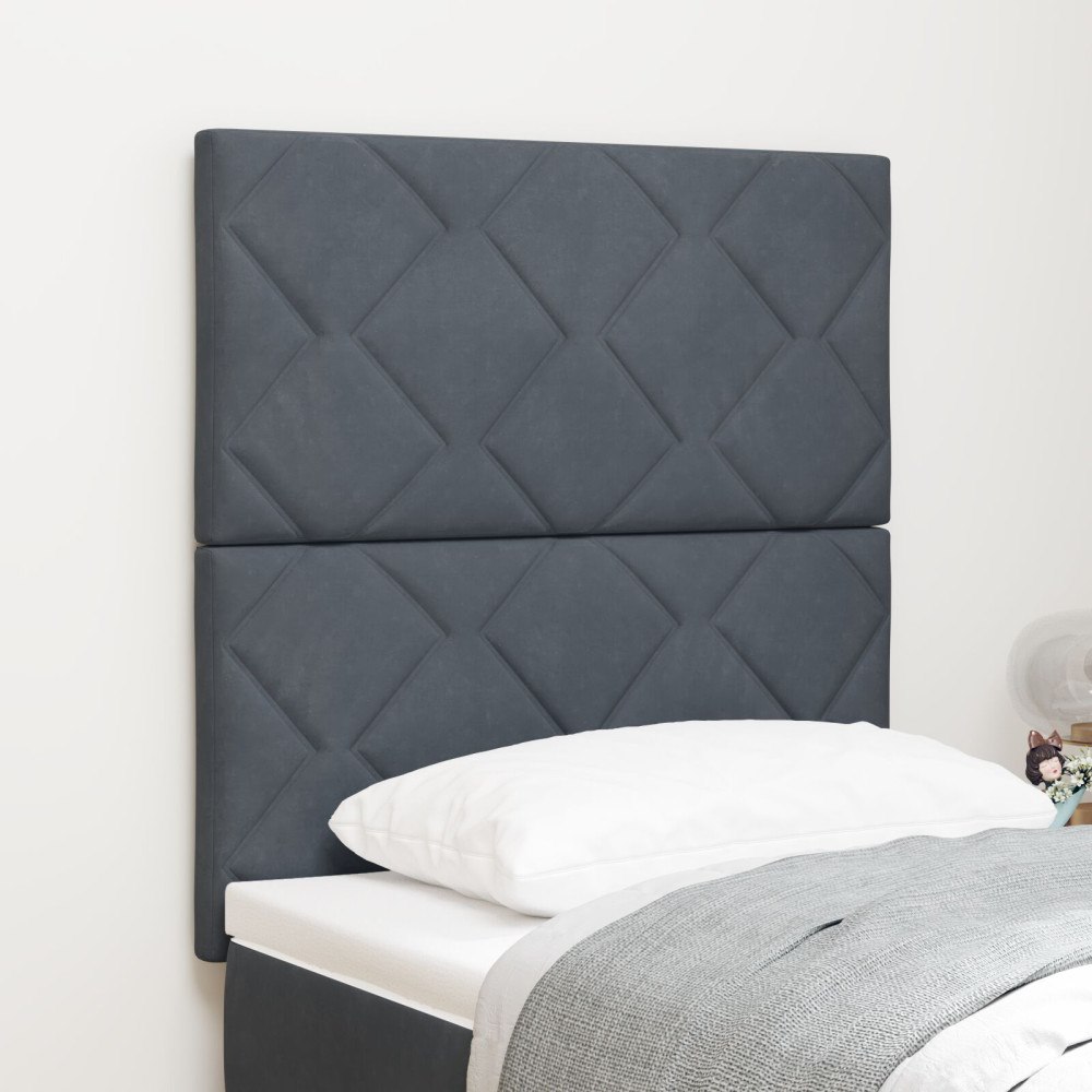 vidaXL Sänggavel Diamantblock Design Mörkgrå 80 cm Sammet, vidaXL Sänggavel Diamantblock Design Mörkgrå 160 cm Sammet