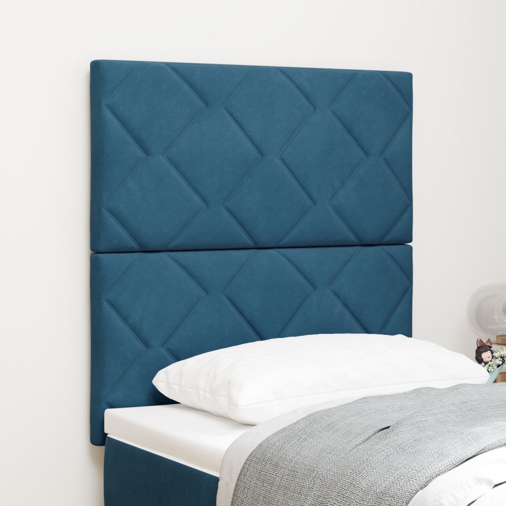 vidaXL Sänggavel Diamantblockdesign Mörkblå 80 cm Sammet, vidaXL Sänggavel Diamantblockdesign Mörkblå 160 cm Sammet