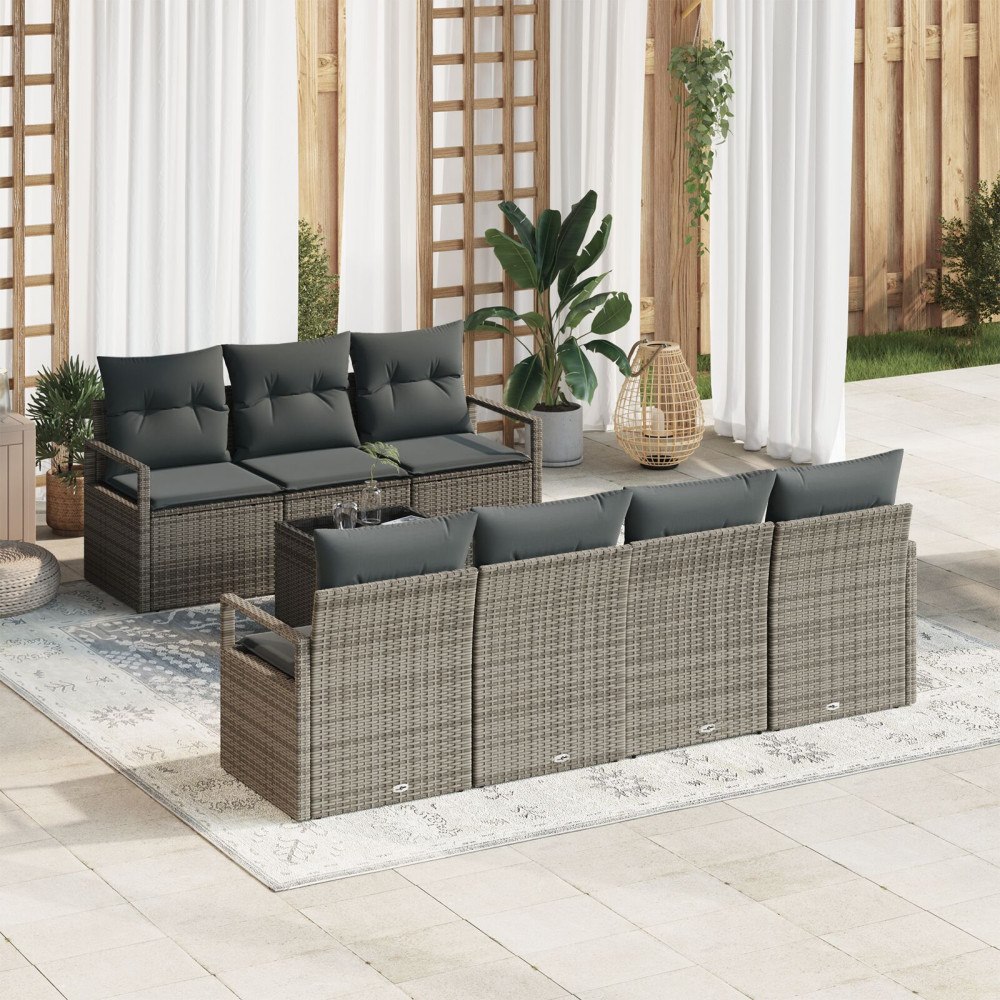 vidaXL Soffset 8 pcs Grå konstrotting