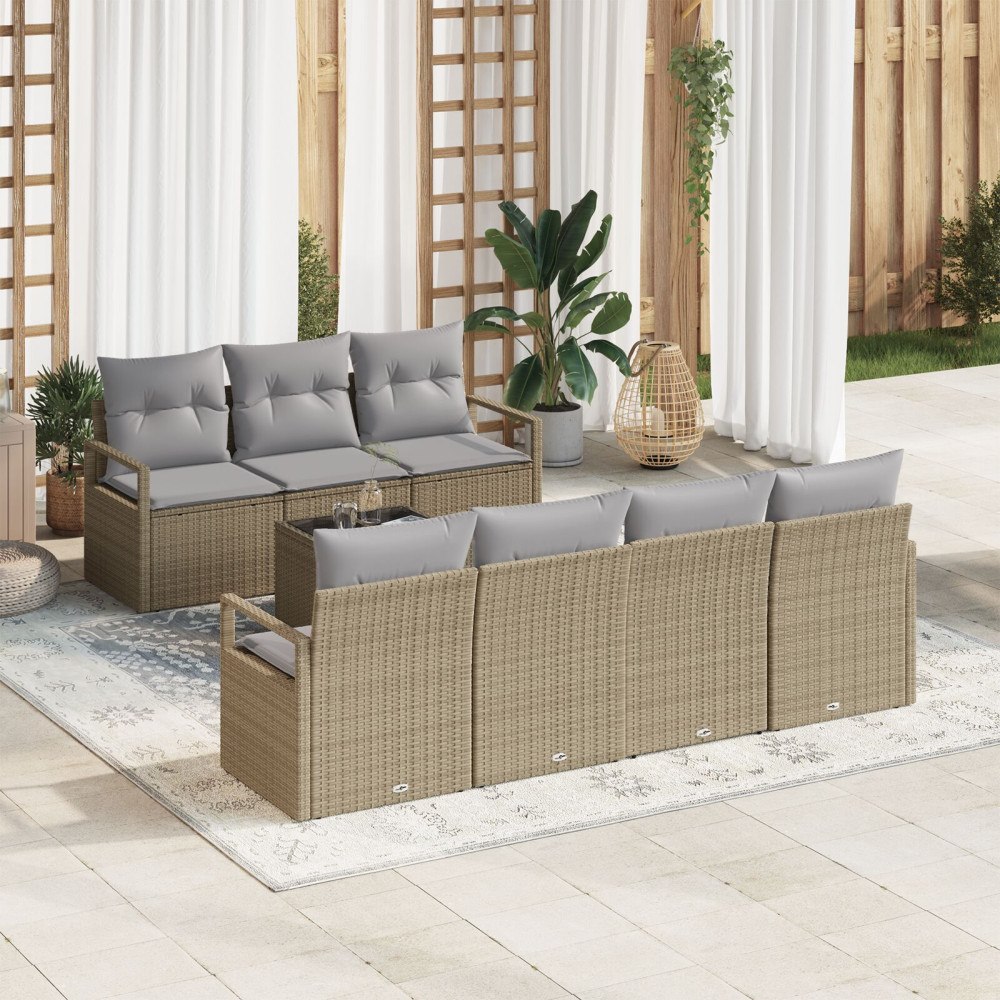 vidaXL Trädgårdsoffset 8 pcs Beige, grå 55 x 55 x 37 cm konstrotting
