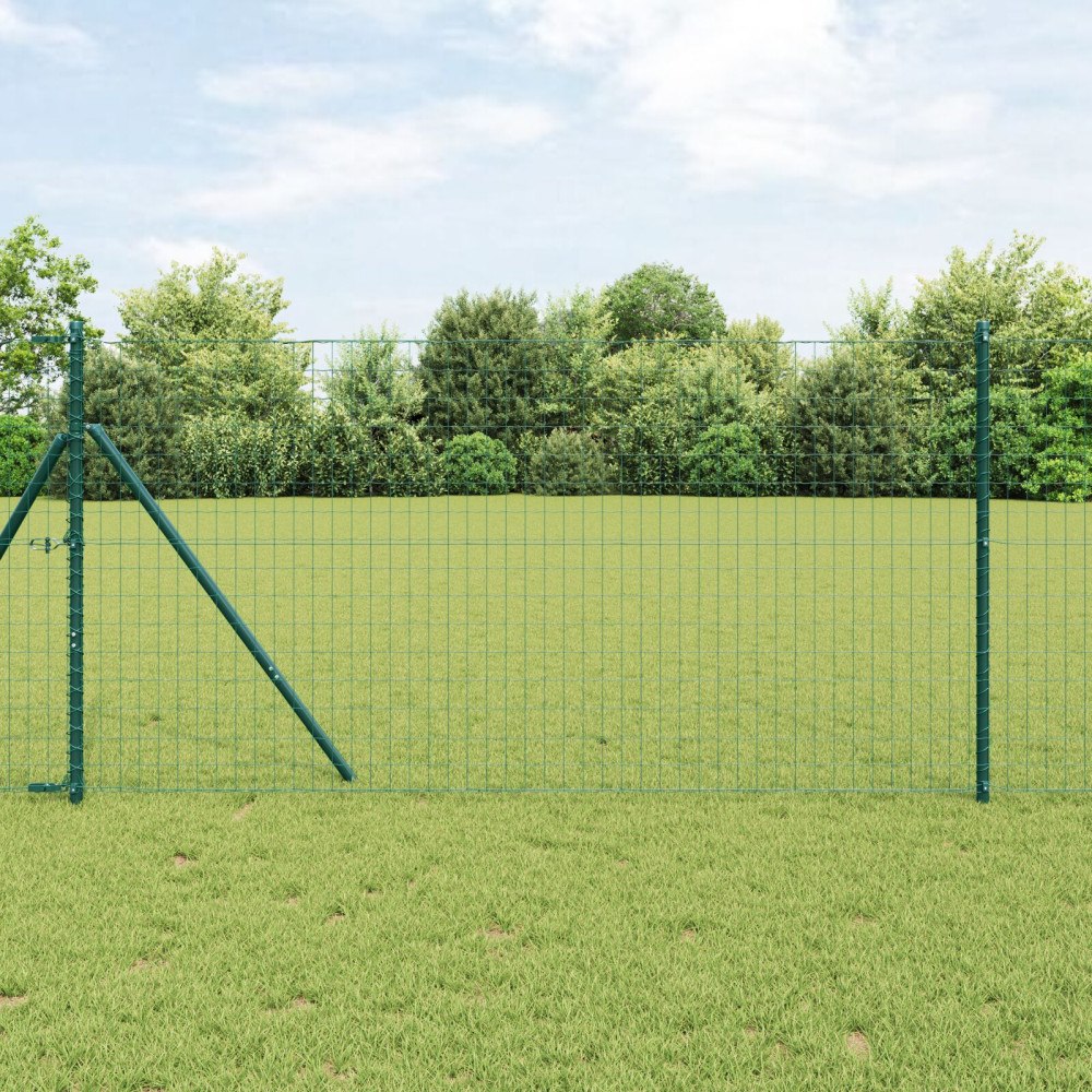 vidaXL Staket med stolpar Grön 1.4 x 10 m Stål