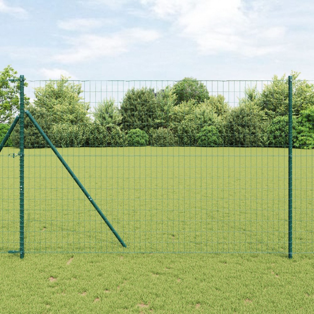 vidaXL Staket med stolpar Grön 1.6 x 10 m Stål
