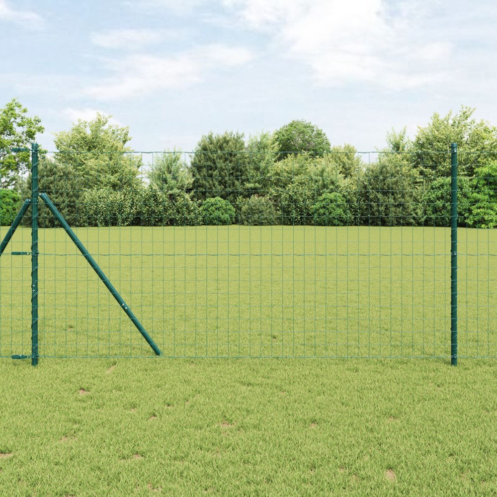 vidaXL Staket med stolpar Grön 1.4 x 10 m Stål