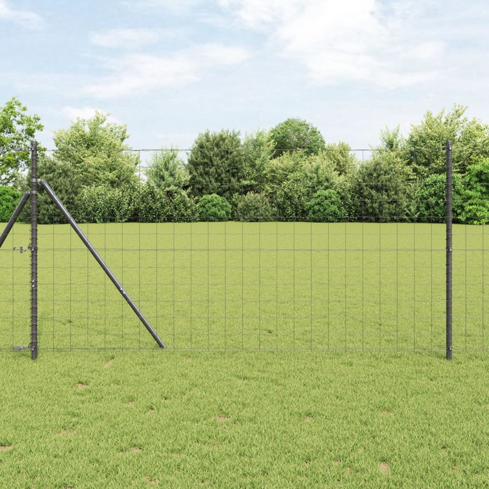 vidaXL Stängsel med stolpe Grå 1,2 x 25 m Stål