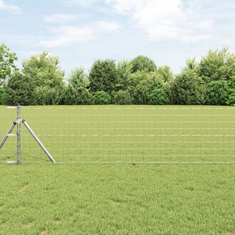 vidaXL Stängsel med stolpe Silver 0,6 x 10 m Stål och PVC