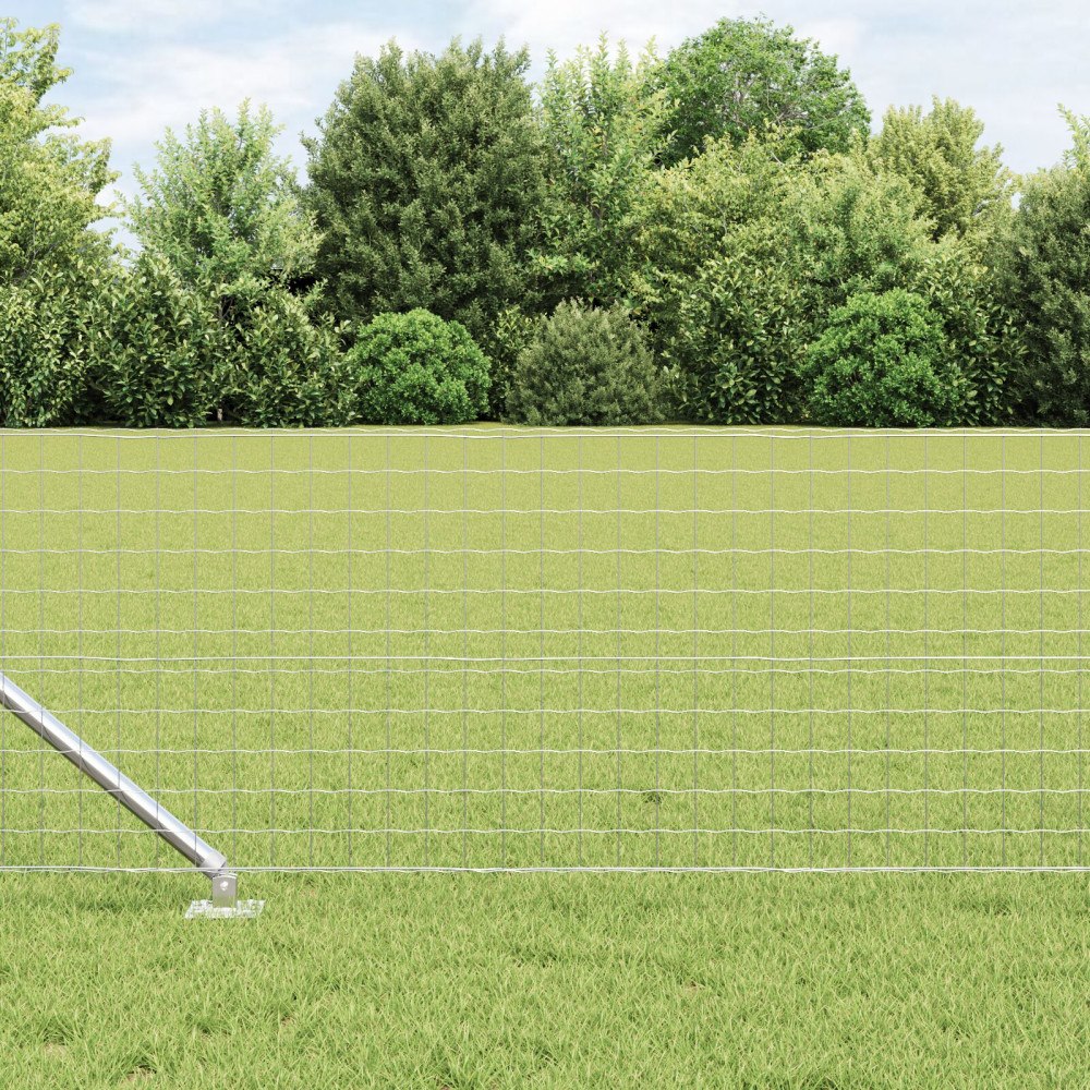 vidaXL Stängsel med stolpe Silver 0,8 x 25 m Stål