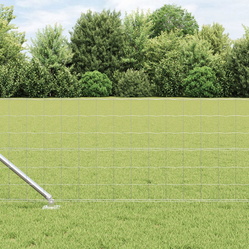 vidaXL Stängsel med stolpe Silver 0,6 x 50 m Stål