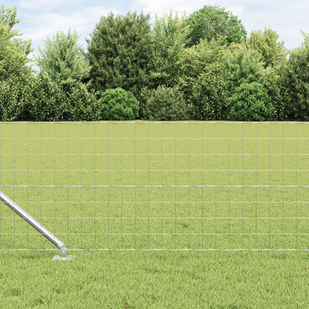 vidaXL Stängsel med stolpe Silver 0,6 x 10 m Stål