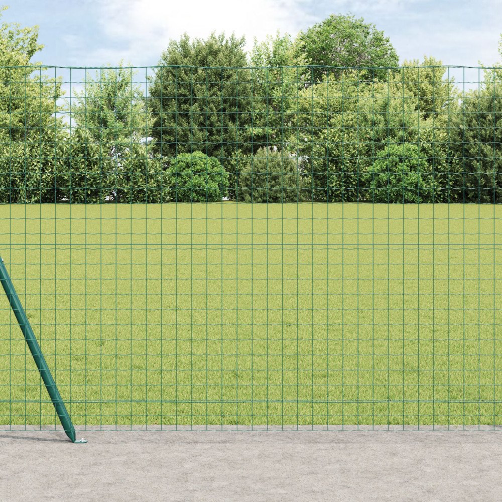 vidaXL Staket med stolpar Grön 1.2 x 10 m Stål