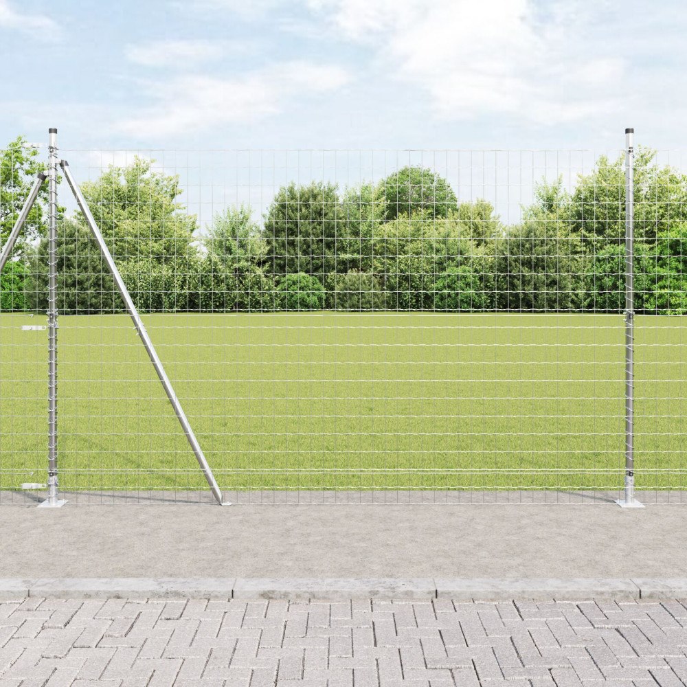 vidaXL Stängsel med stolpe Silver 1,4 x 10 m Stål