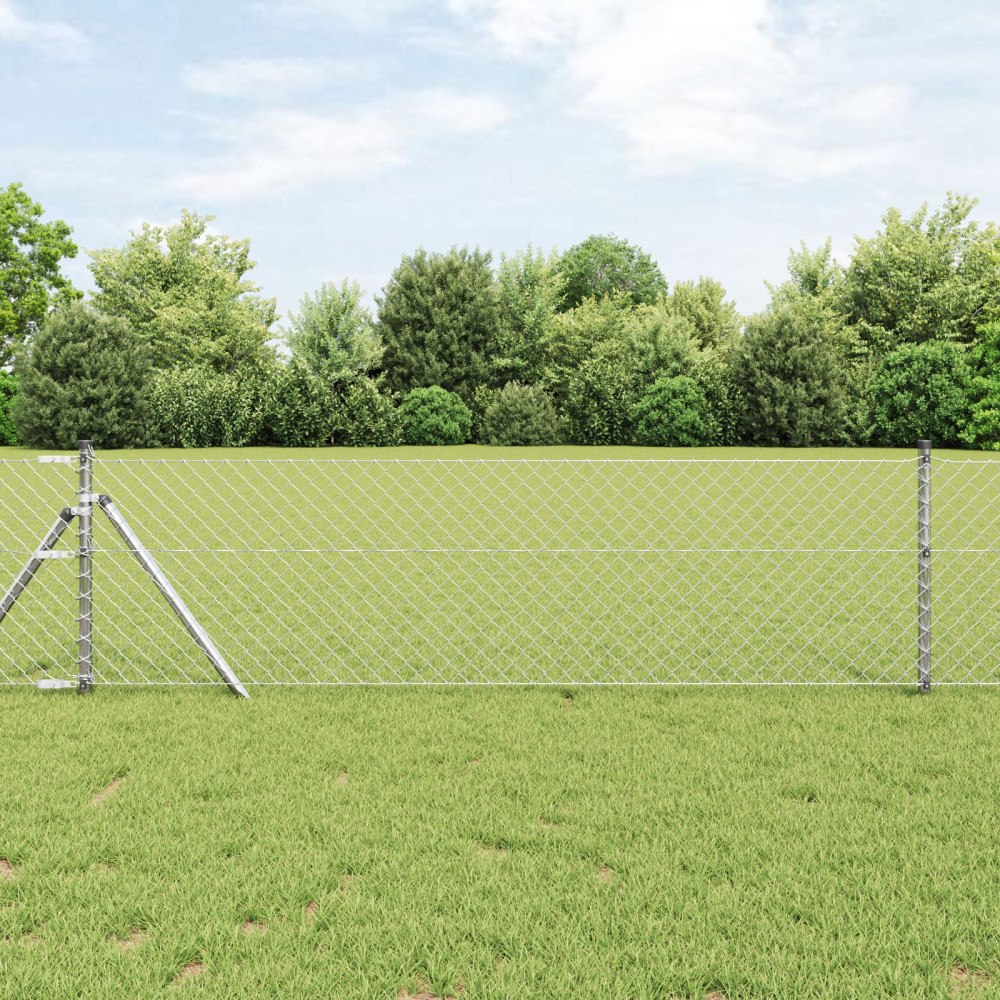vidaXL Kedjestängsel med 7 stolpar 0.8x10 m Galvaniserat stål