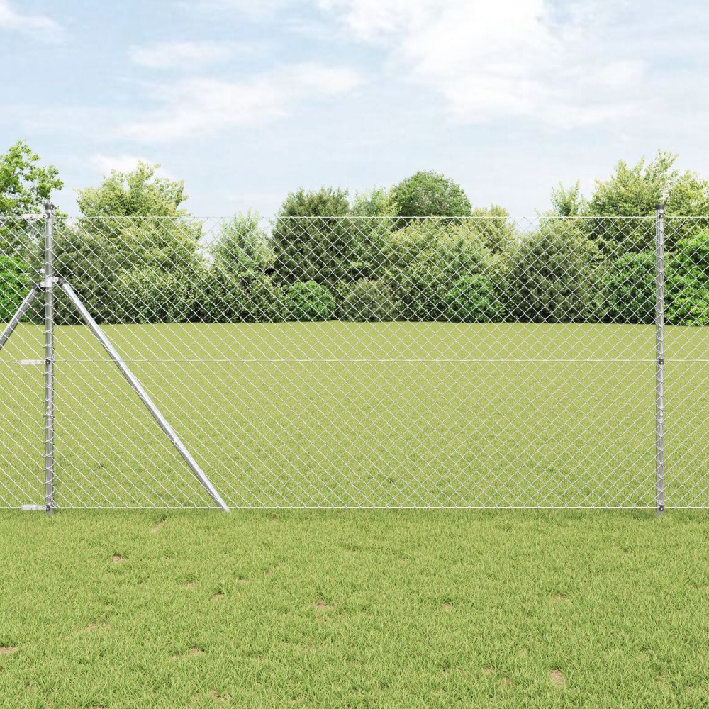 vidaXL Kedjehägn med 7 stolpar 1.4x10 m Galvaniserat stål