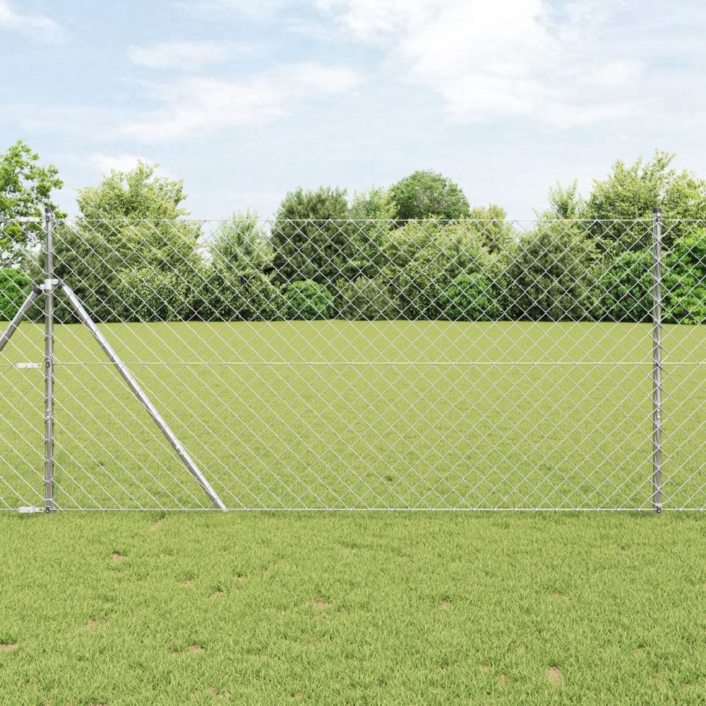 vidaXL Kättinglänkstängsel med 7 stolpar 1,2x10 m Galvaniserad stål