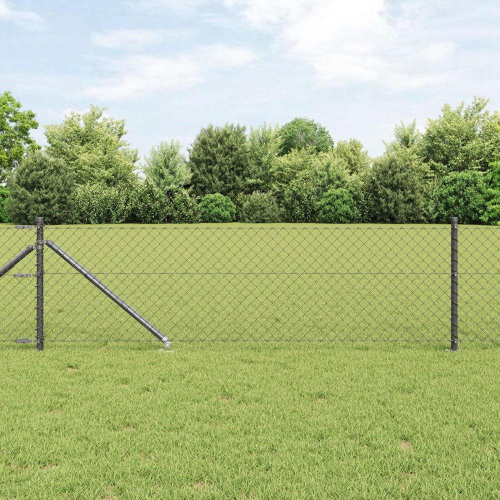 vidaXL Kedjestängsel med 7 spikposter 0.6x10 m galvaniserat stål
