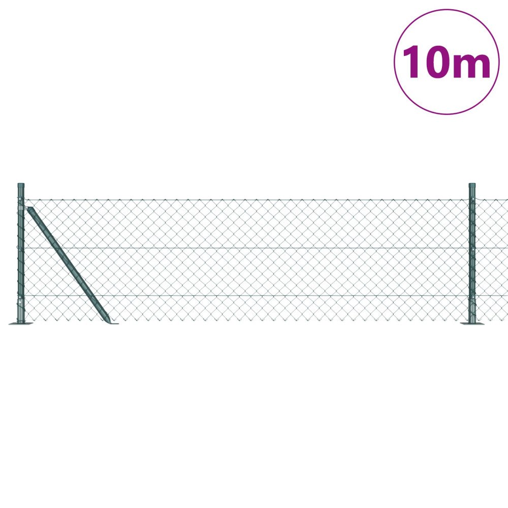 vidaXL Kedjestängsel med 7 flanged posts 0.4x10 m galvaniserat stål