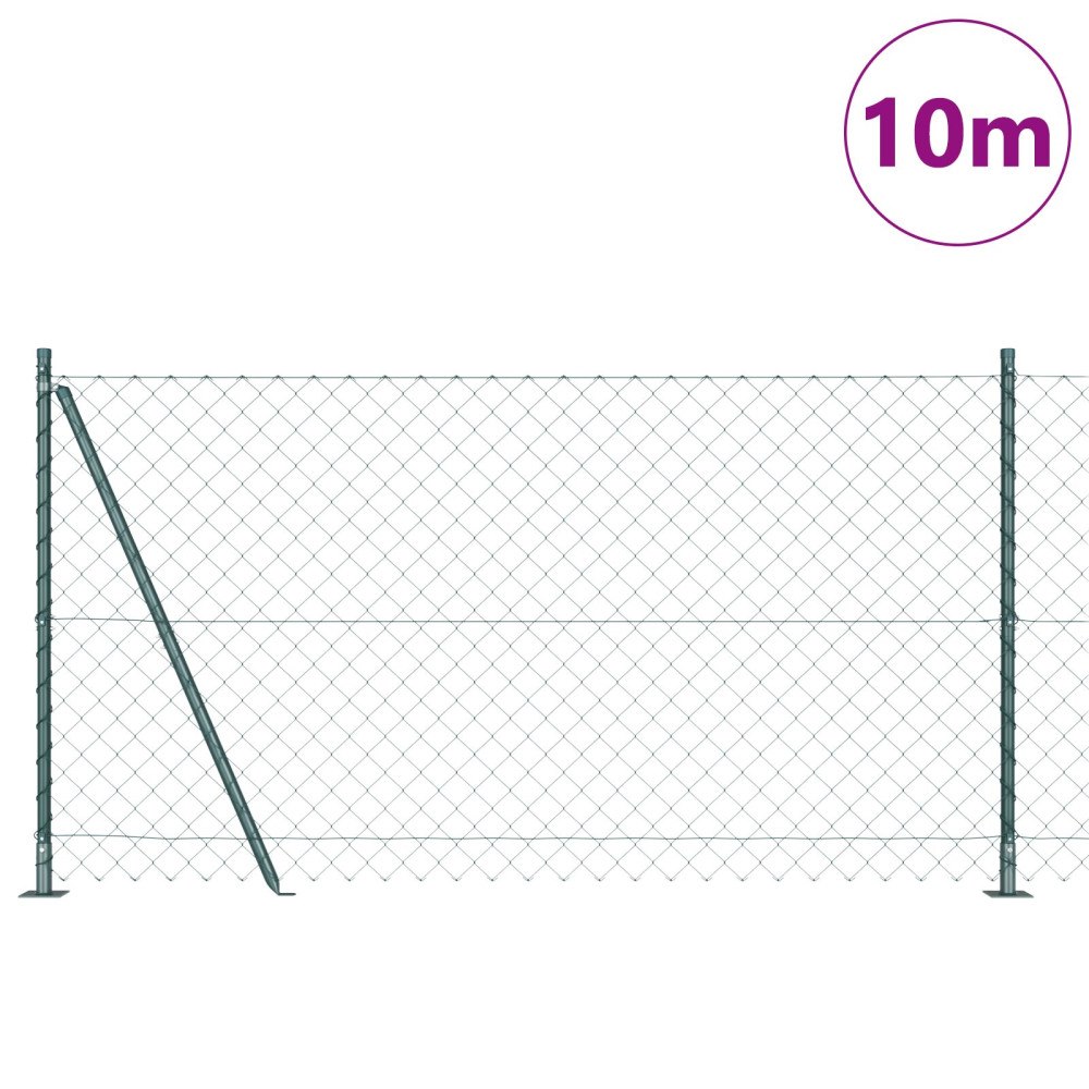 vidaXL Kedjegärde med 7 Flänsade Stod 1,2x10 m Galvaniserat Stål