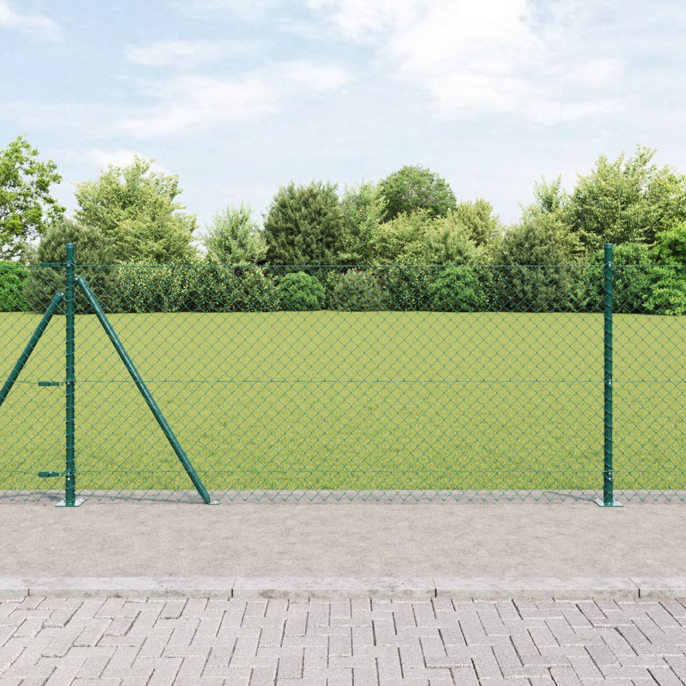 vidaXL Kedjegrind Set om 2 Grön Pulverlackerat Stål 0.8 x 25 m Hållbar
