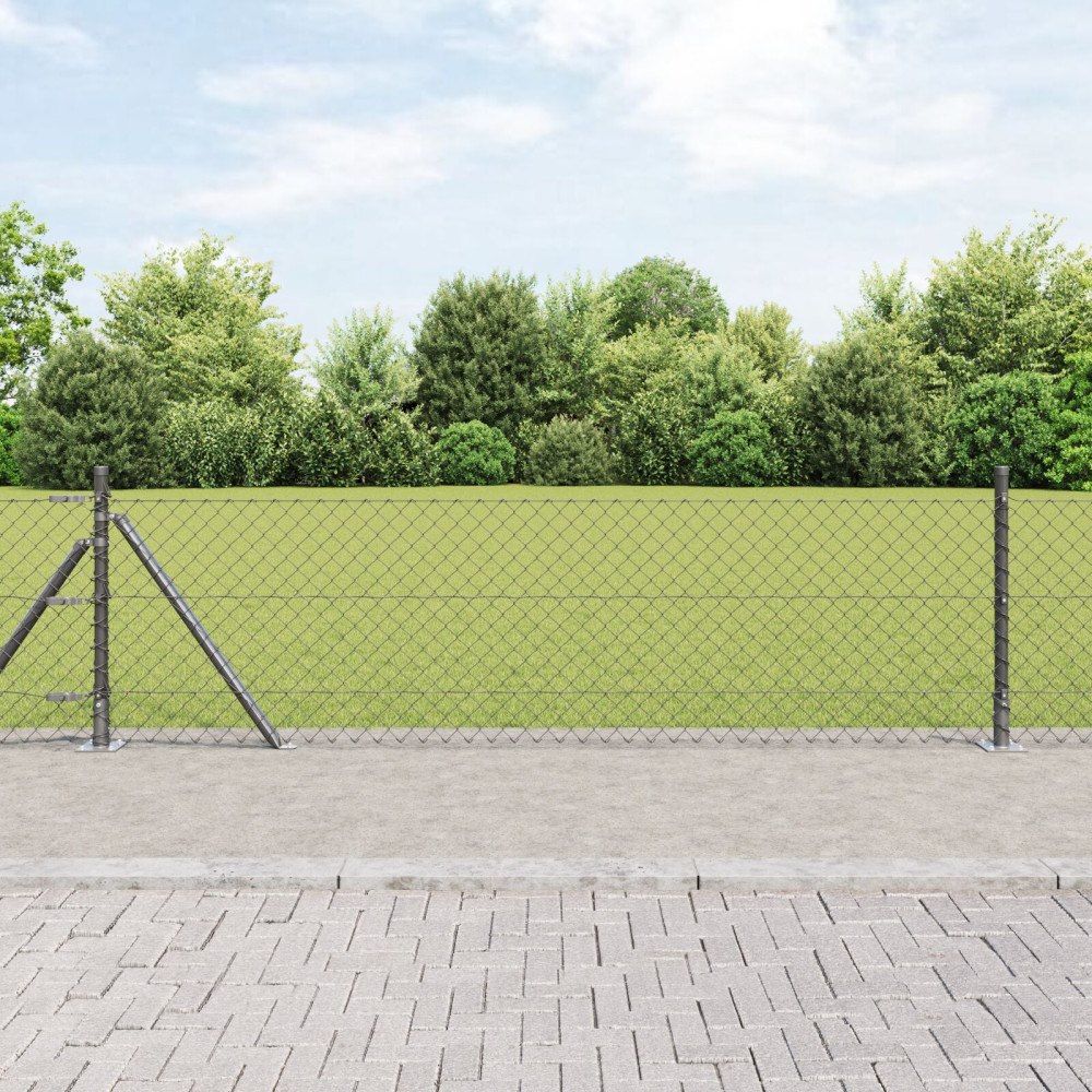 vidaXL Kedjestängsel med 13 flänsad post 0.4x25 m Galvaniserat stål