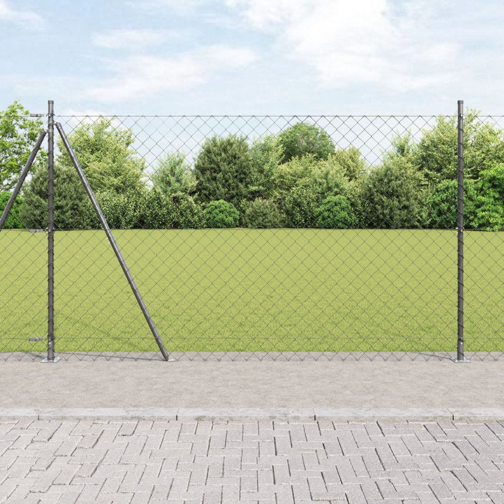 vidaXL Kedjeinspektionsstängsel med 13 fläktade stolpar 1.4x25 m Galvaniserat stål