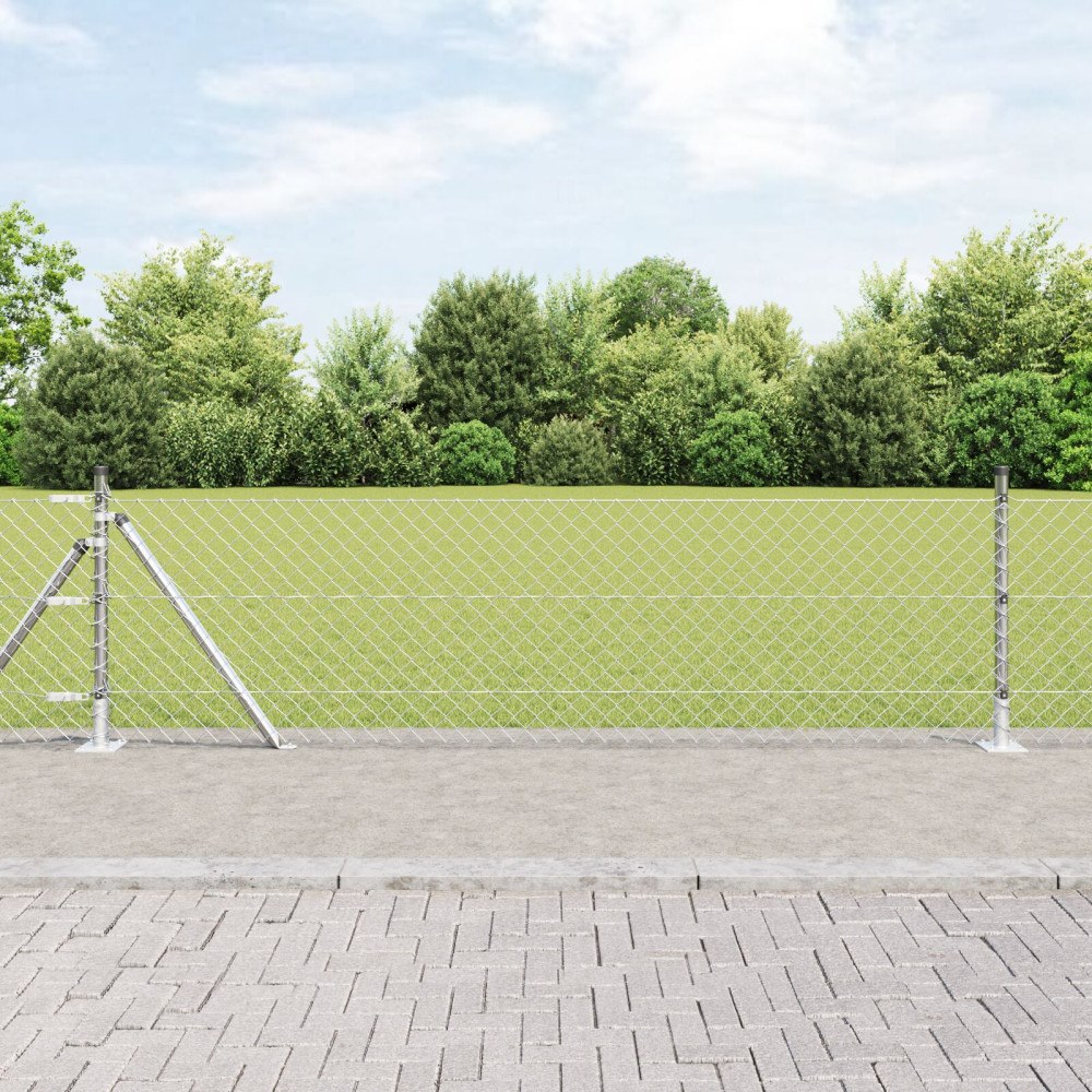 vidaXL Kedjestängsel med 7 flänsposter 0.4x10 m Galvaniserat stål