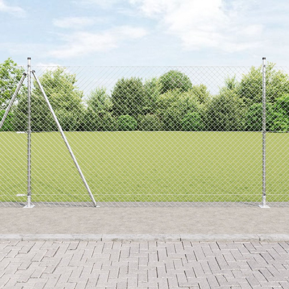 vidaXL Kedjesträngsza med 7 flangerade stolpar 1.5x10 m Galvaniserat stål