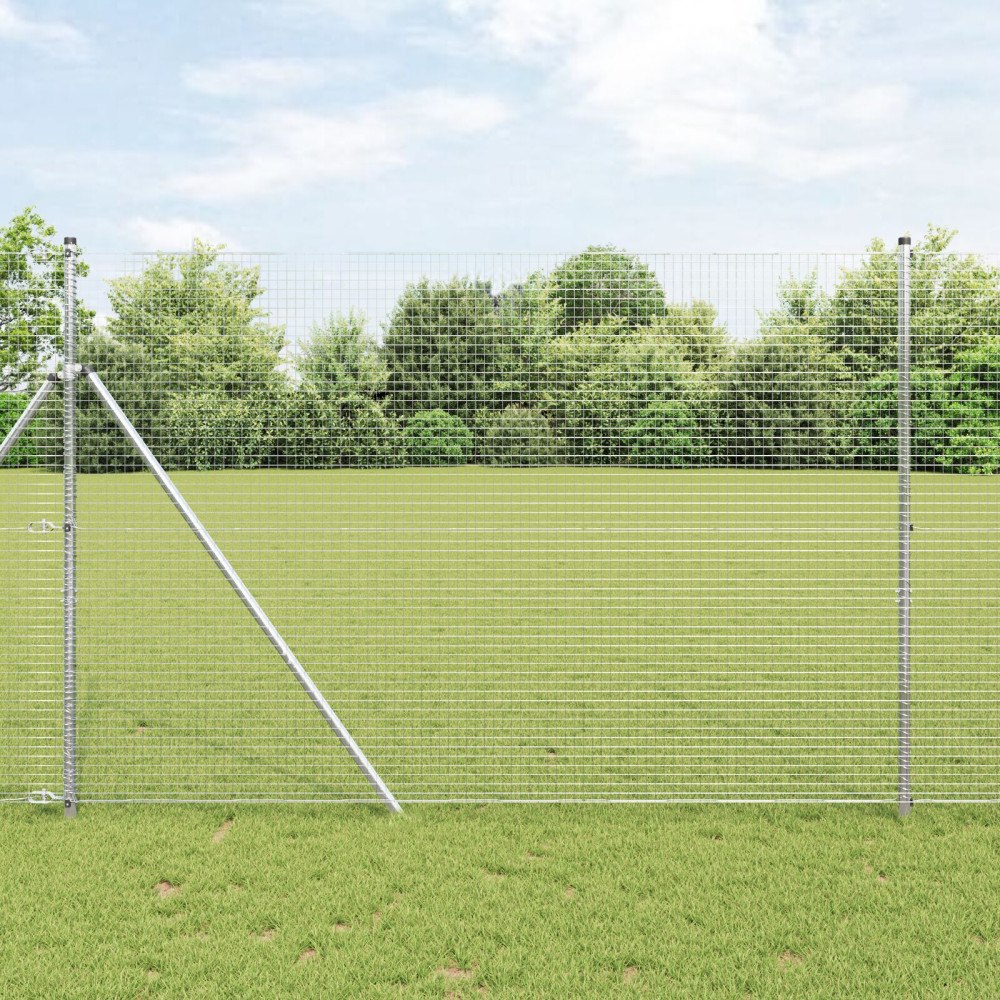 vidaXL Svetsat Trådstängsel med 7 Stolpar 1.6x10 m Galvaniserat Stål