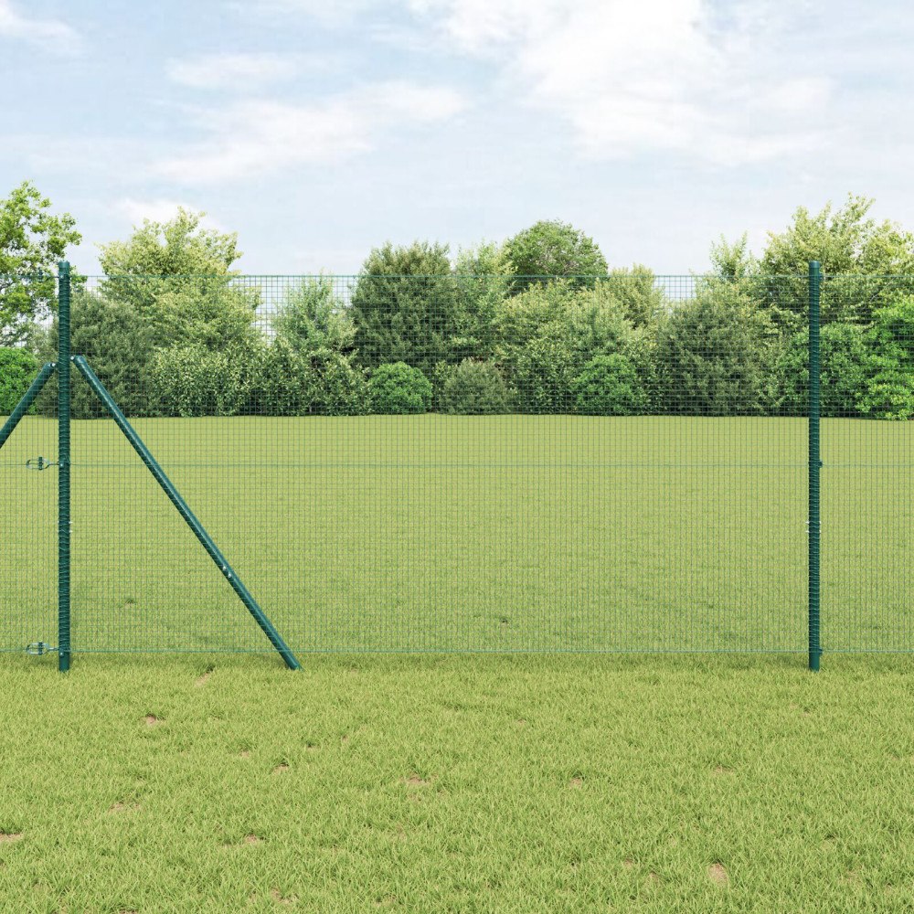 vidaXL Svetsad Trådgärd med 13 Stolpar Grön 1.2x50 m Stål