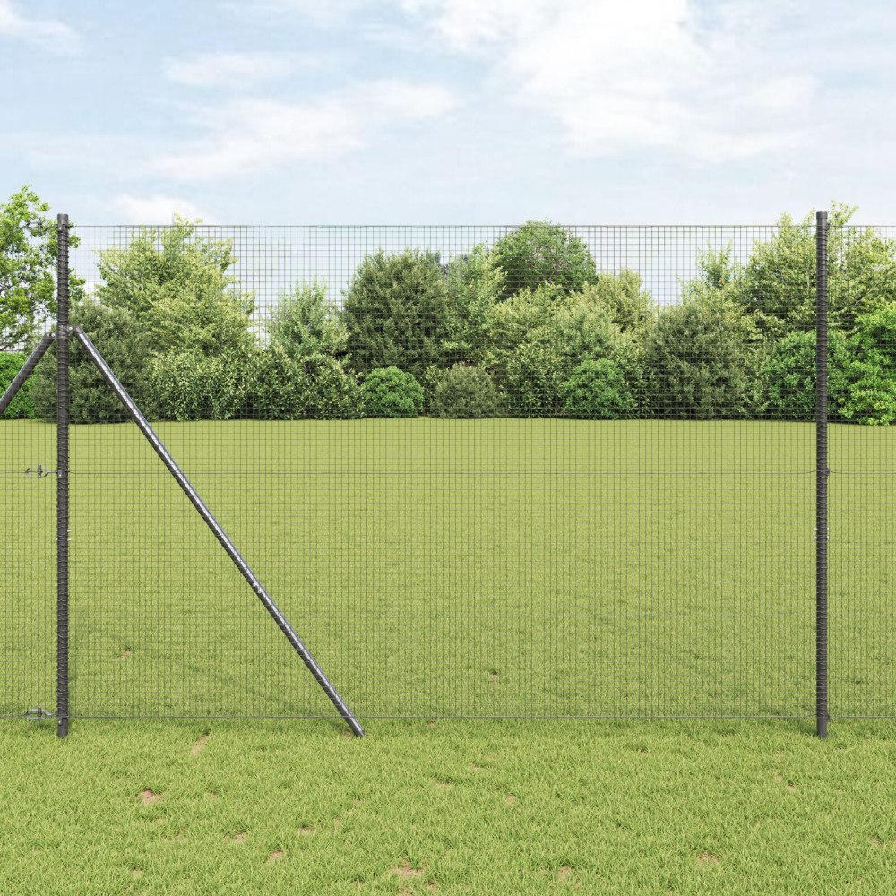 vidaXL Stängselstolpe Set Set om 2 Grå Metall 25 x 1.5 m Hopfällbar