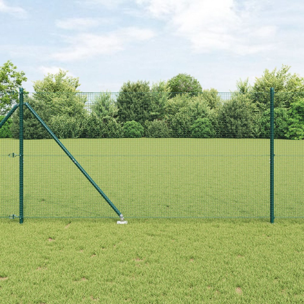 vidaXL Svetsat stängsel med 13 spikstolpar Grön 1.4x25 m Stål