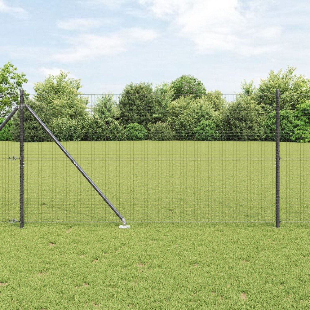 vidaXL Svetsat Vire Stängsel med 7 Spikstolpar Grå 1,4x10 m Stål