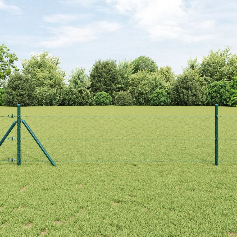 vidaXL Sexkantstaket Grön 1.4x10 m Stål