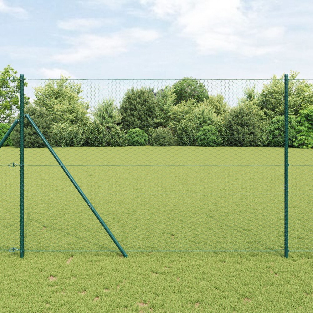 vidaXL Hexagon Stängsel Grön 1.5x10 m Stål