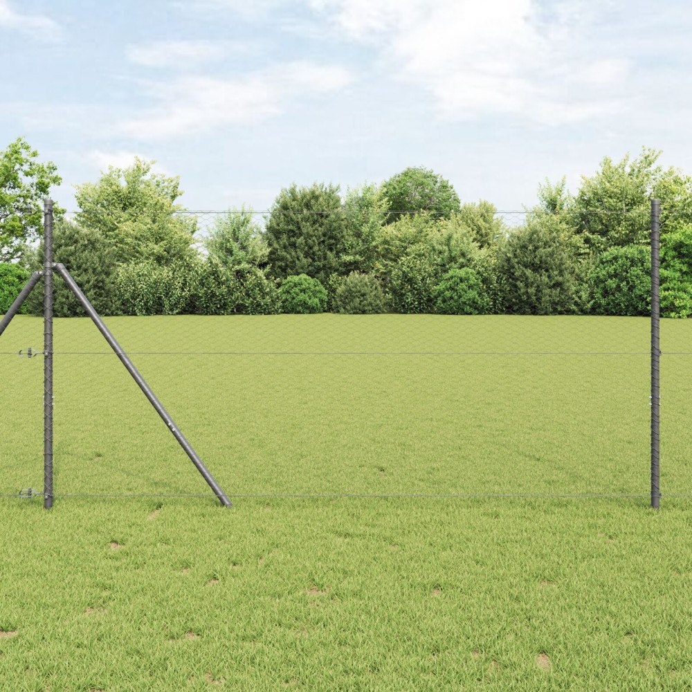vidaXL Hexagon Stängsel Grå 1.4x25 m Stål