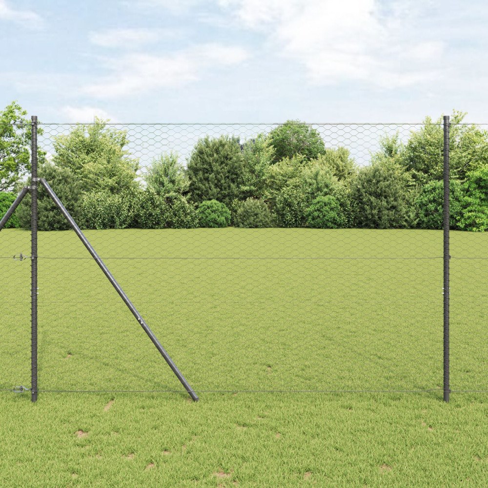 vidaXL Stängselset Set med 2 Grå Metall 25 x 1,5 m Hållbar