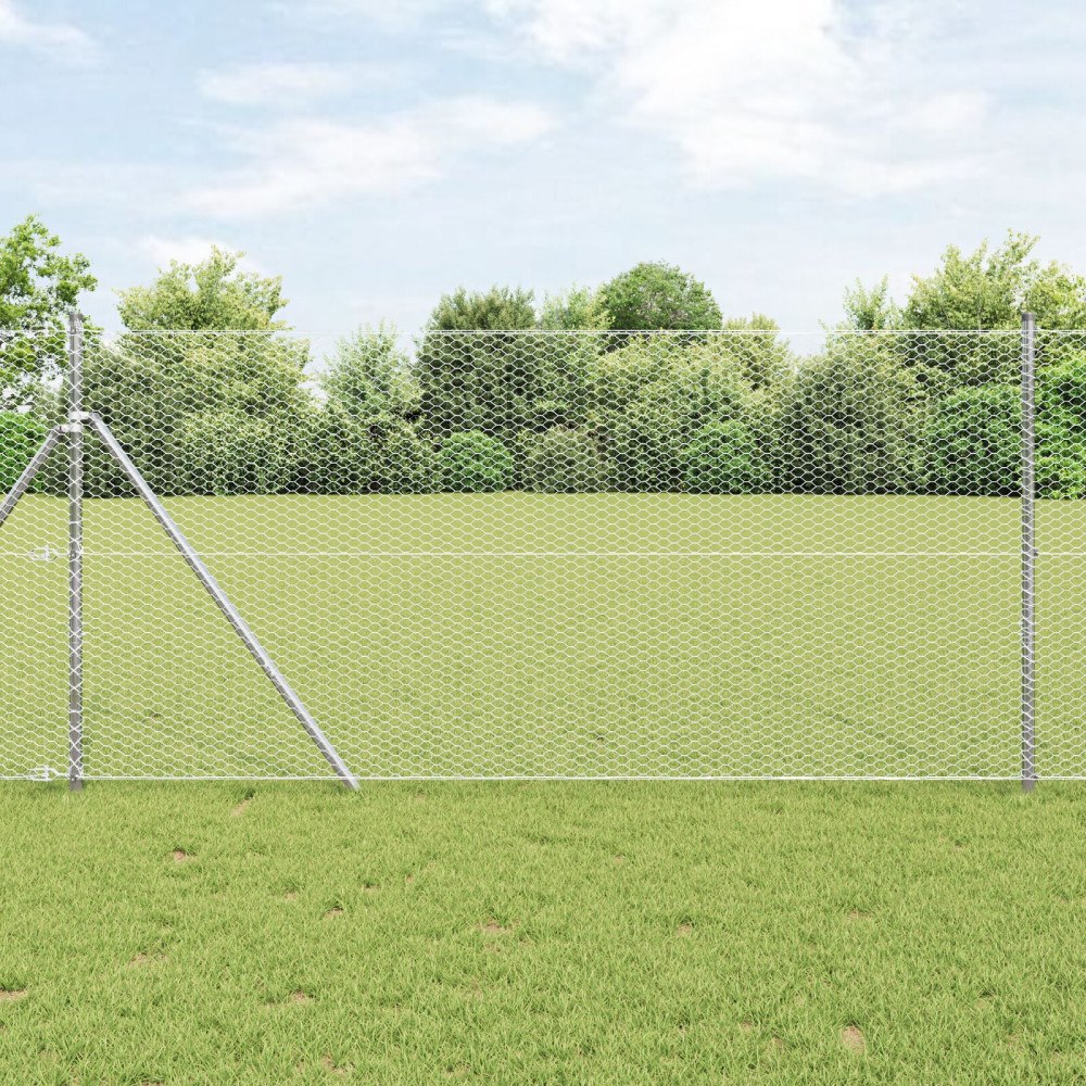 vidaXL Hexagonstängsel 1x10 m Galvaniserat stål