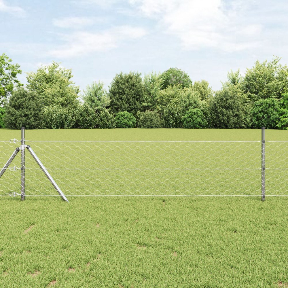 vidaXL Hexagonstaket 0.6x25 m Galvaniserat stål