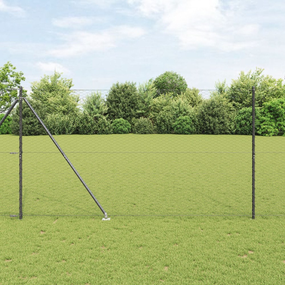 vidaXL Stängselsats Set om 2 Grå Stål 25 x 1.5 m Fällbar