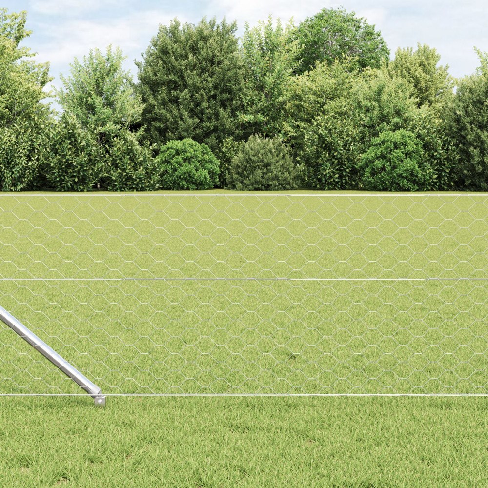 vidaXL Hexagon Stängsel 0.6x25 m Galvaniserat Stål