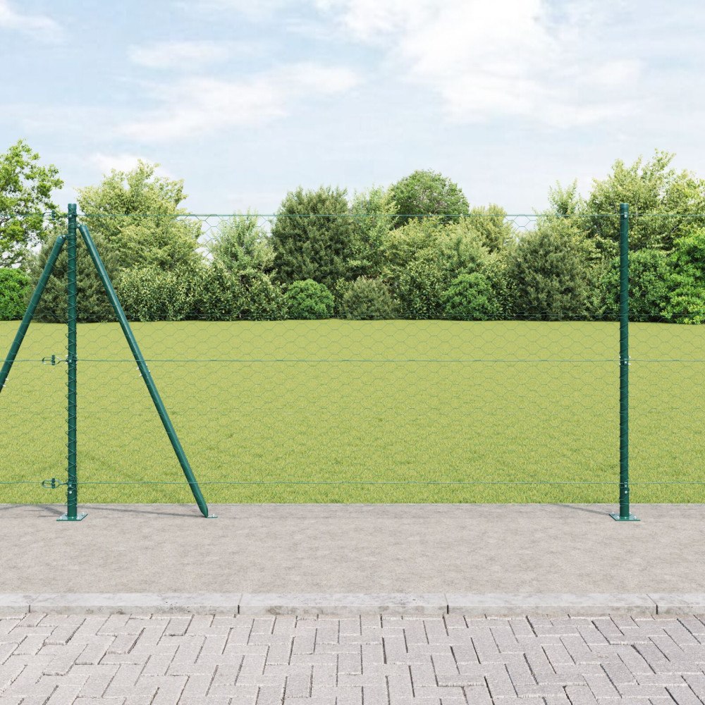 vidaXL Hexagonstaket Grön 1.2x50 m Stål