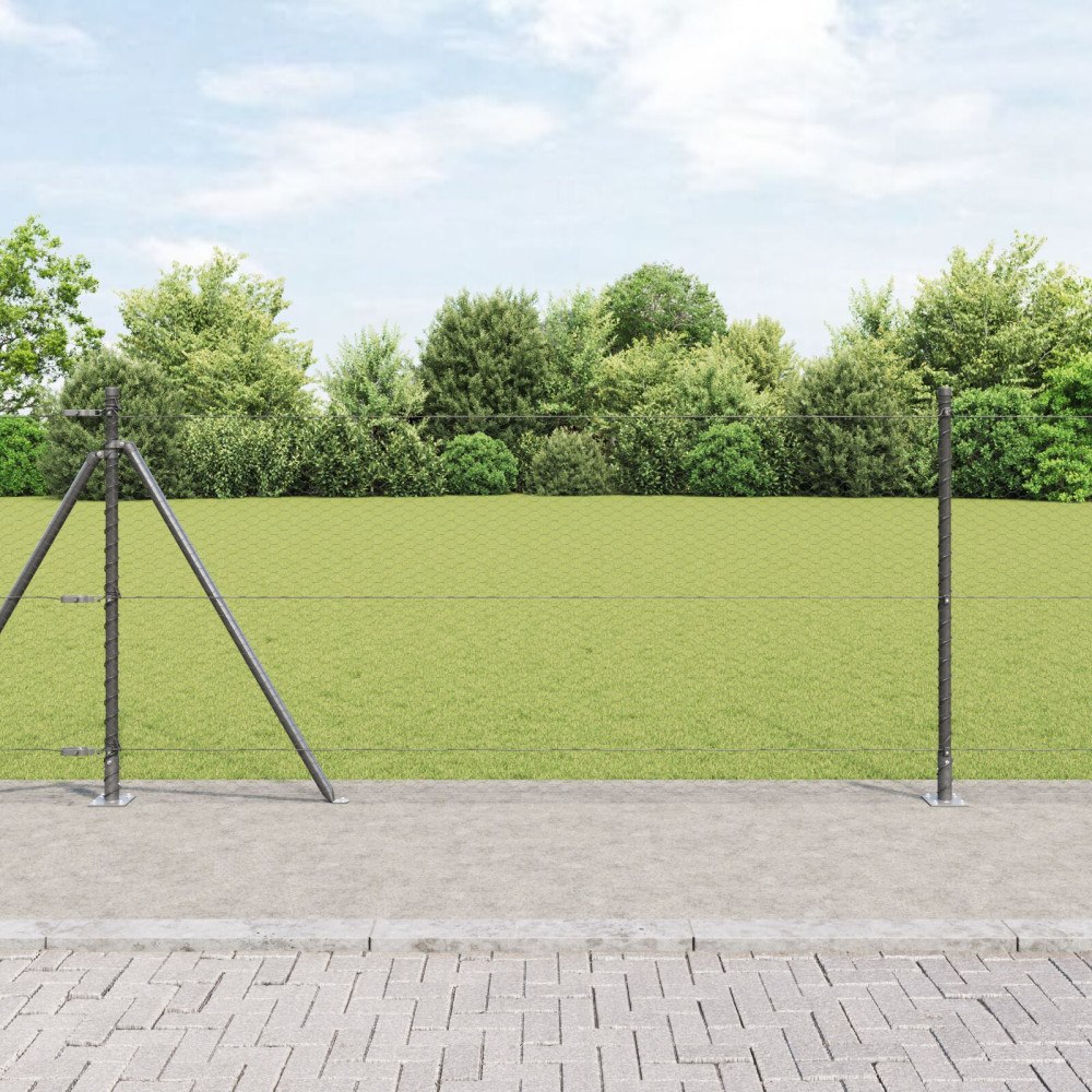 vidaXL Hexagonstängsel Grå 0,8x10 m Stål