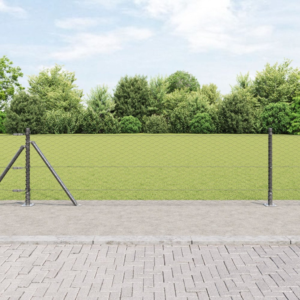 vidaXL Hexagon Stängsel Grå 0.4x25 m Stål