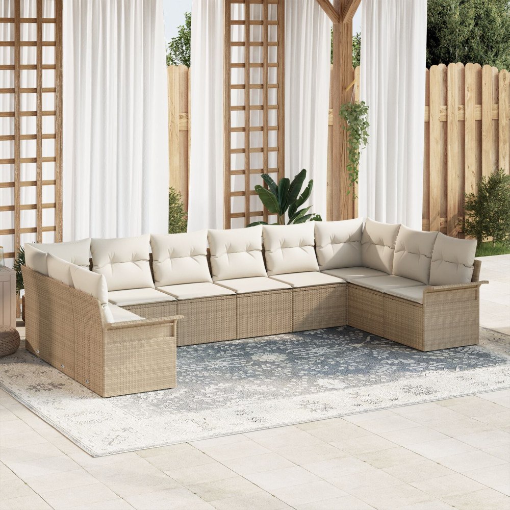 vidaXL Trädgårdsoffset 10 st Beige konstrotting