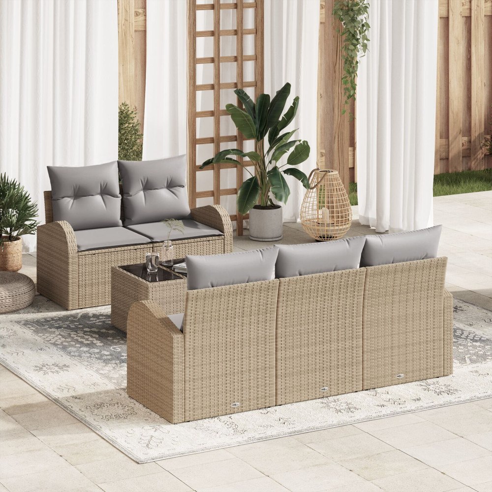 vidaXL Trädgårdsoffset 6 st 5-Antal sittplatser Beige och Grå