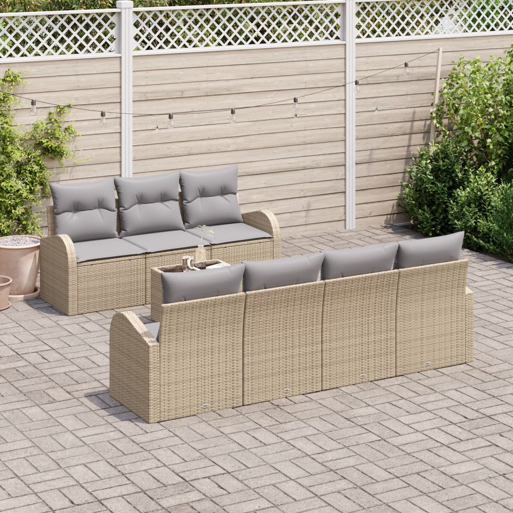 vidaXL Trädgårdsoffset 8 st 7-Antal sittplatser Beige och Grå