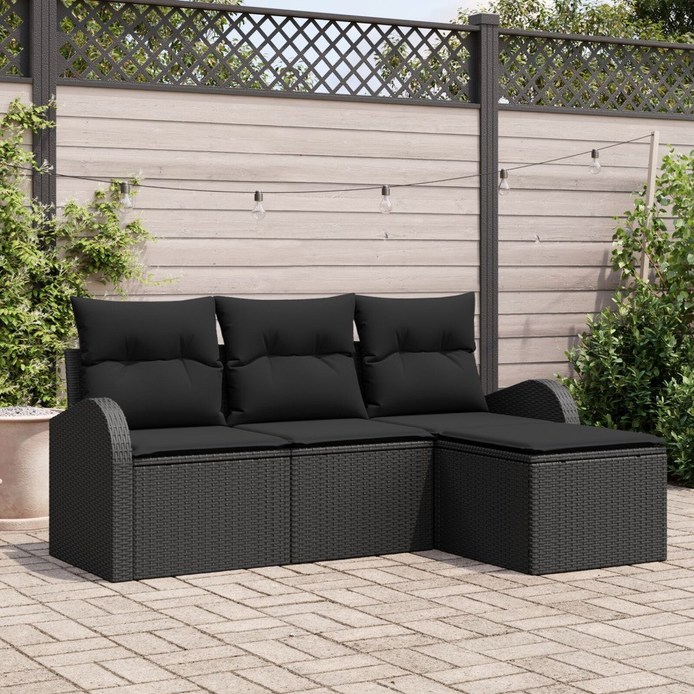 vidaXL Soffset 4 st Svart konstrotting