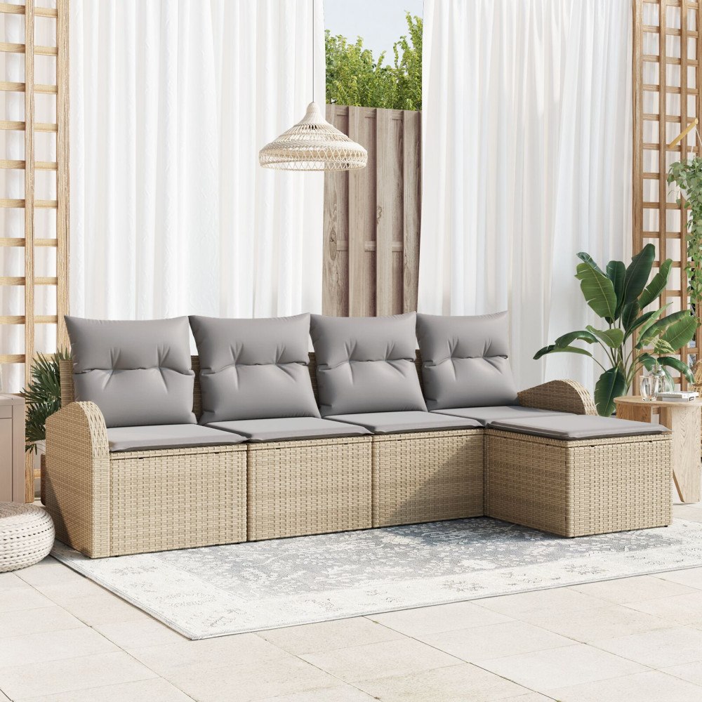 vidaXL Soffset 5 st Beige och Ljusgrå konstrotting