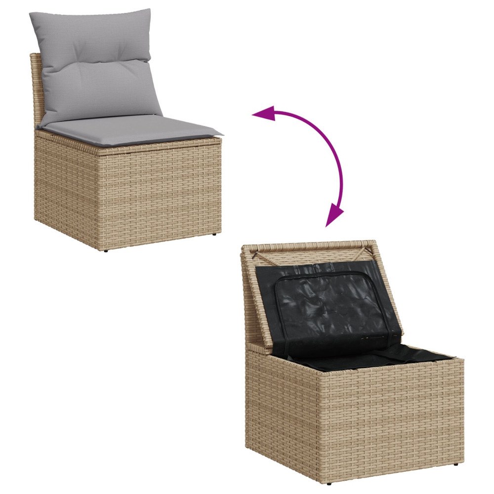 vidaXL Trädgårdsoffset 7 st Beige och Ljusgrå konstrotting