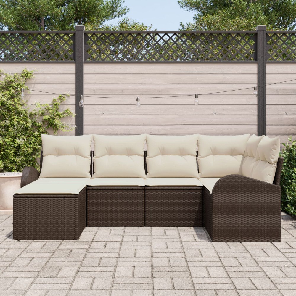 vidaXL Soffset 6 st Brun och vit konstrotting